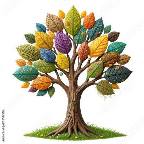 : Vibrant Seasons Tree: Illustrating Growth, Diversity & Nature's Beauty