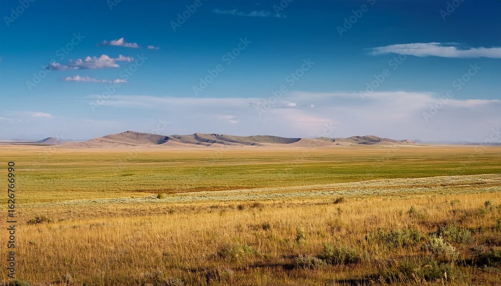 Fototapeta premium expansive steppe landscape in atyrau region kazakhstan under clear sky