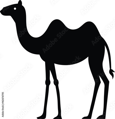 Camel in desert silhouette vector illustration