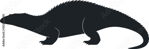Vector art of silhouette of a monitor lizard a large reptile found in asia and australia known for its size and predatory behavior