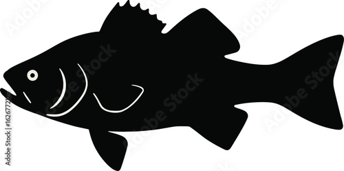Vector art of silhouette of a fish swimming in the water representing marine life and the fishing industry in a simple vector design