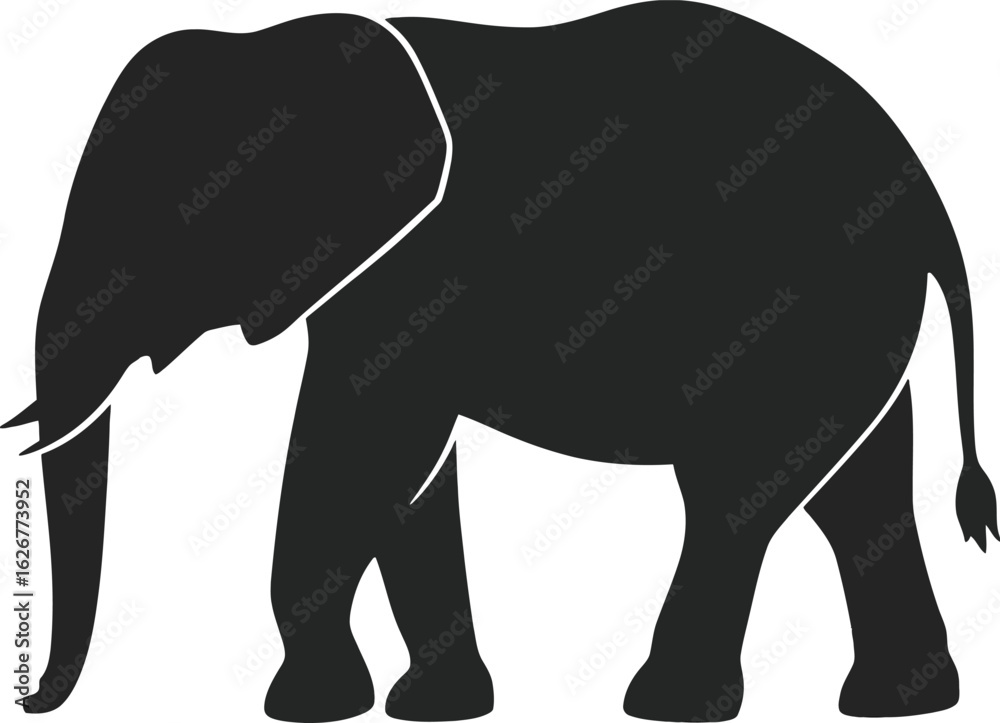 Fototapeta premium Vector art of silhouette of an elephant walking peacefully in the wild a majestic and gentle giant representing the beauty of nature
