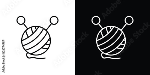 Wool ball icon, outline vector sign, logo design download