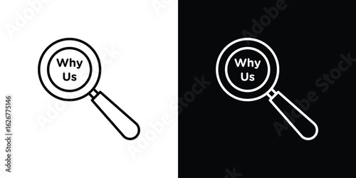Why us icon, outline vector sign, logo design download