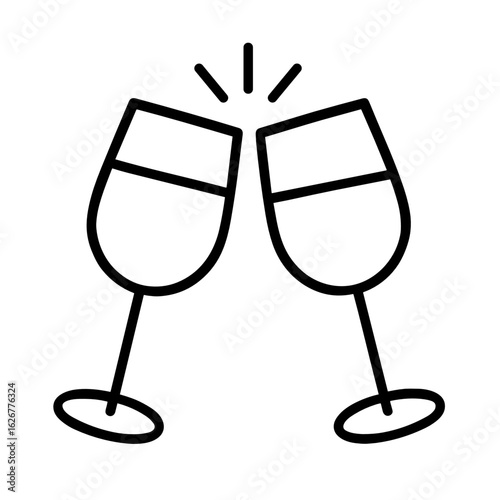 Toasting glasses clinking in celebration on white background  