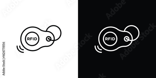 RFID key tag icon, outline vector sign, logo design download