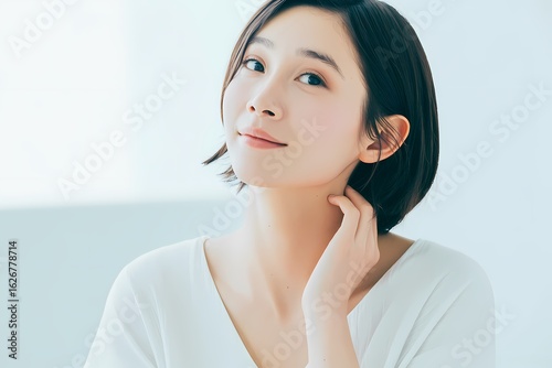 Portrait of a beautiful young Asian woman with a clean and natural look