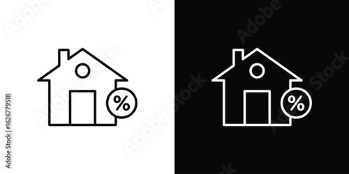 Mortgage rate icon, outline vector sign, logo design download