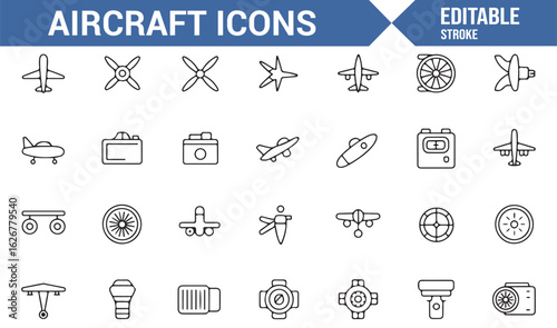 Set of Airplane and Aviation Symbols for Graphics