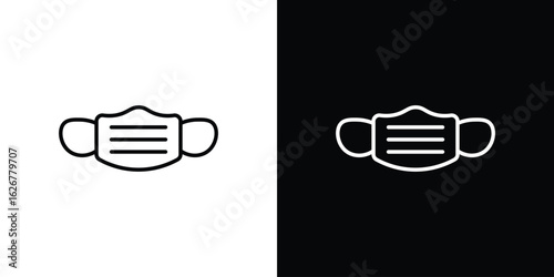Medical mask icon, outline vector sign, logo design download