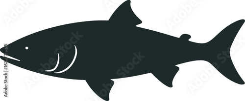 Vector art of silhouette of a fish swimming gracefully in the water representing marine life and the natural world
