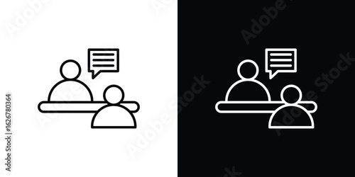 Job interview icon, outline vector sign, logo design download