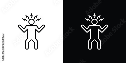 Irritated human icon, outline vector sign, logo design download