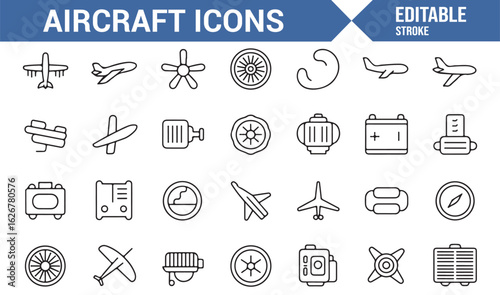 Complete Set of Aircraft and Aviation Icons