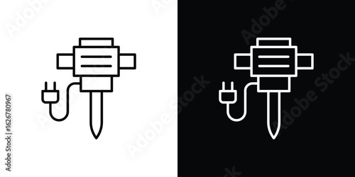 Hydraulic breaker icon, outline vector sign, logo design download