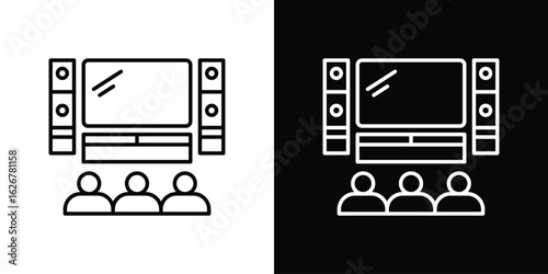 Home cinema icon, outline vector sign, logo design download