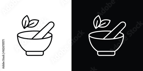 Herbal medicine icon, outline vector sign, logo design download