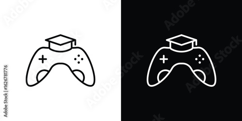 Game based learning icon, outline vector sign, logo design download