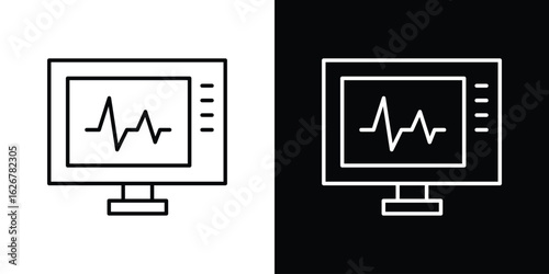 EKG monitor icon, outline vector sign, logo design download
