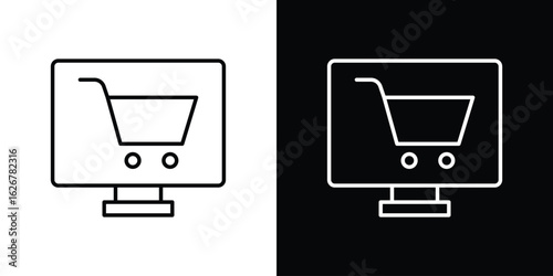 E commerce platform icon, outline vector sign, logo design download