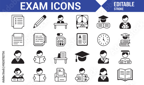 Vector Exam Icons for Educational Content Creation
