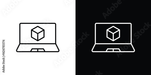 Computer simulation icon, outline vector sign, logo design download
