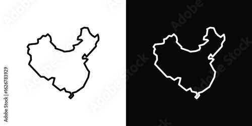 China map icon, outline vector sign, logo design download