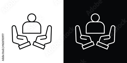 Child custody icon, outline vector sign, logo design download