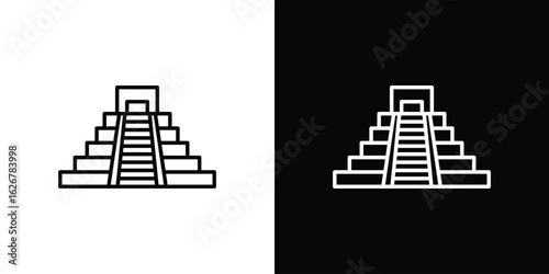 Papier peint Chichen Itza icon, outline vector sign, logo design download