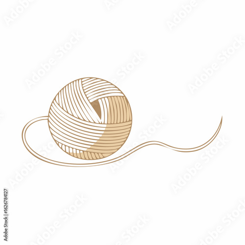 Ball of yarn with trailing thread
