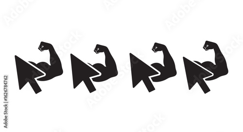 Computer cursor with bicep flexing silhouette