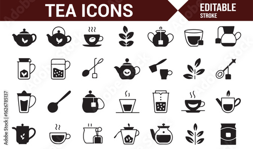 Tea Brewing Icons for Culinary and Wellness Designs