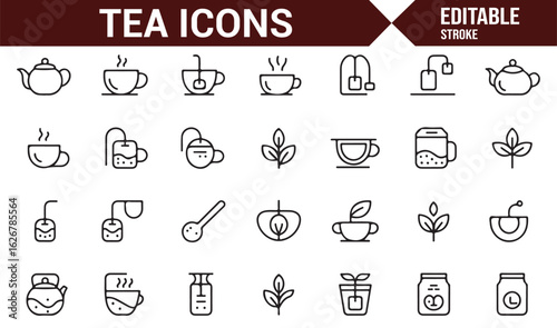 Tea Icon Set for Beverage and Culinary Projects