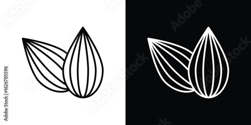 Almond icon, outline vector sign, logo design download