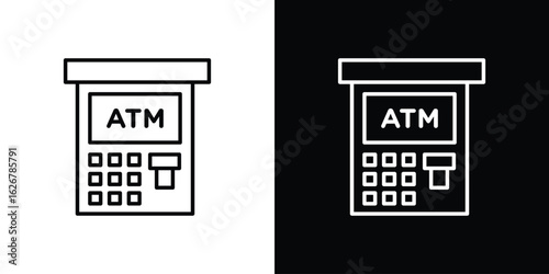 ATM machine icon, outline vector sign, logo design download