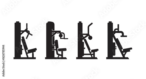 Collection of gym exercise machine silhouettes