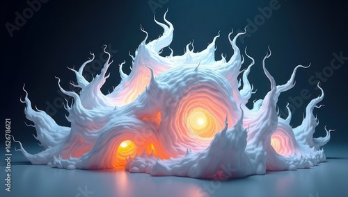 Abstract 3D Fluid Swirl with Glowing Core – Futuristic Digital Art in Dynamic Motion