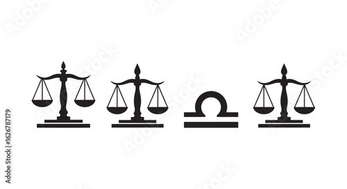 Libra zodiac symbol and scales of justice silhouette