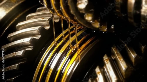 Industrial gearbox mechanism with viscous golden oil lubricant