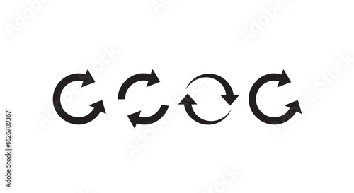 Collection of circular arrows and refresh icons silhouette