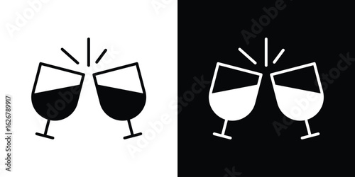 Wine toast icon, glyph style icon for web site or mobile app