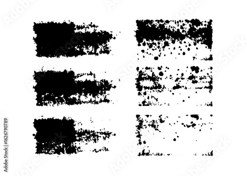 Grunge brush strokes vector set for textures backgrounds and design elements artistic black and white