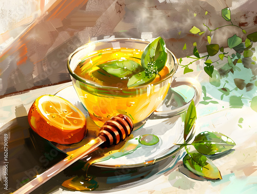 Herbal Tea with Honey and Mint