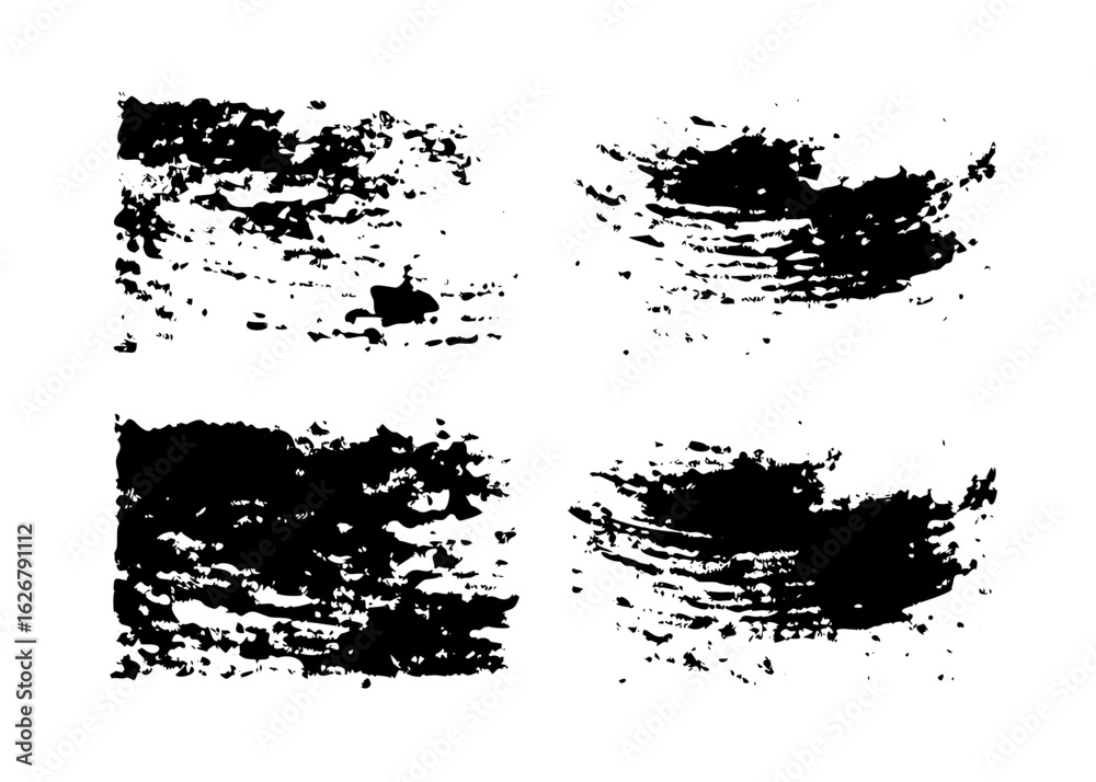 Fototapeta premium Black ink brush strokes texture set for grunge design elements and abstract vector background effect 100