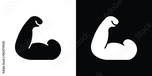 Strong arm icon, glyph style icon for web site or mobile app