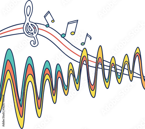 Soundwave Border with Rhythmic Peaks and Colorful Flow