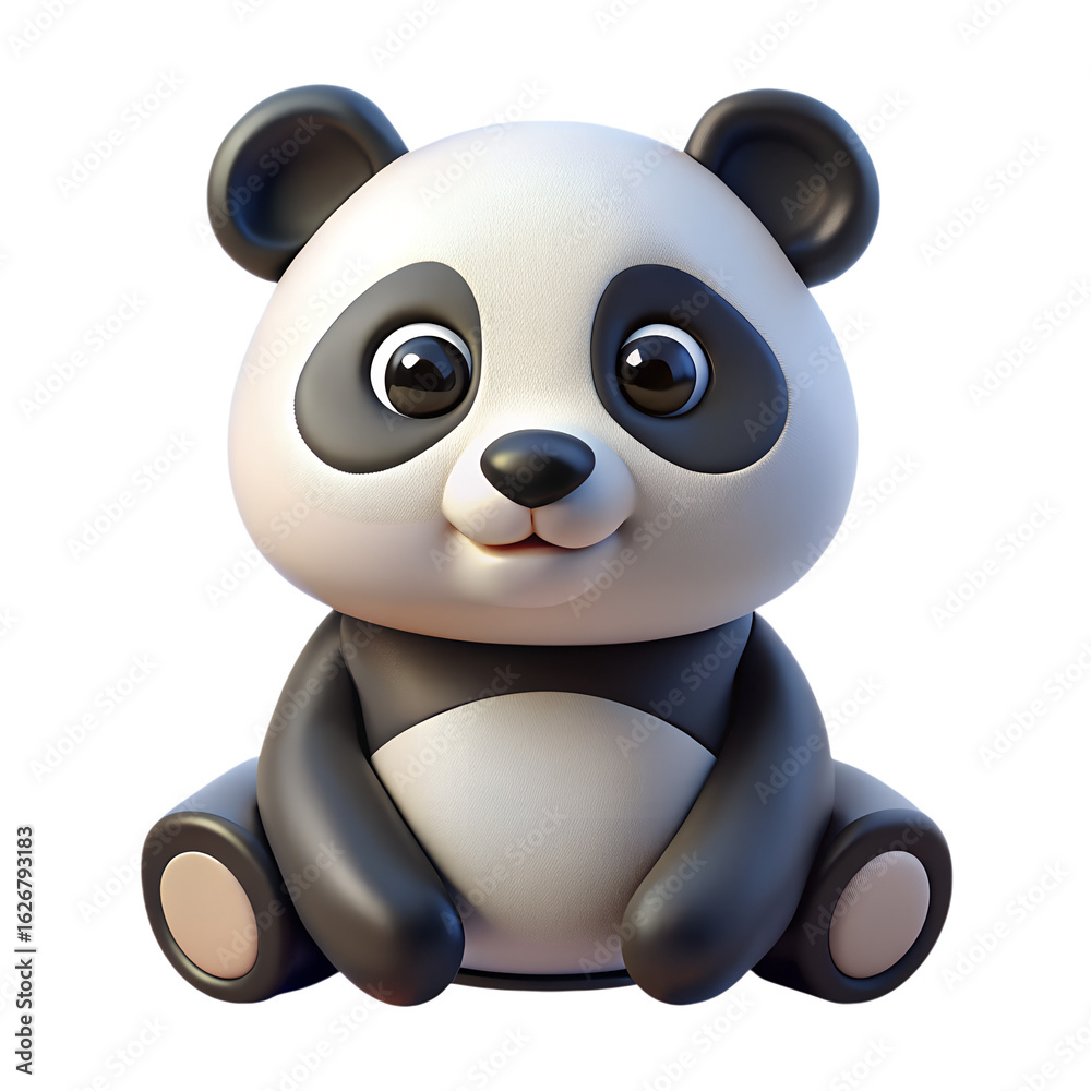 Naklejka premium Adorable Cartoon Panda Sitting with Big Eyes and Round Features.