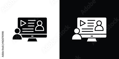 Online course icon, glyph style icon for web site or mobile app