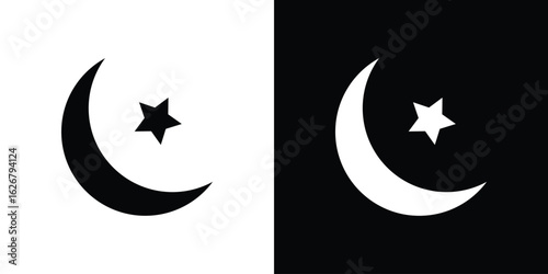 Moon and star icon, glyph style icon for web site or mobile app
