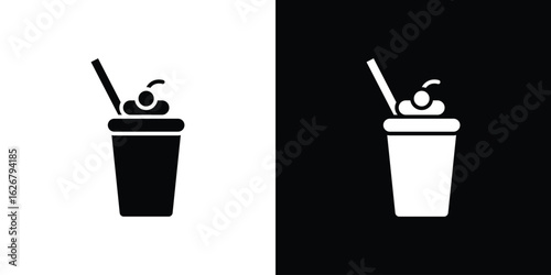 Milkshake icon, glyph style icon for web site or mobile app